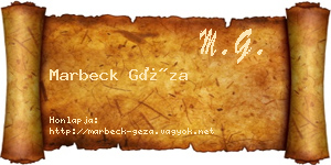 Marbeck Géza névjegykártya